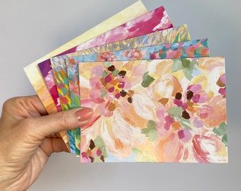5 cartes de voeux artistiques, 5 jolies cartes de voeux, 5 cartes de voeux colorées, 5 cartes Linda Gregor avec enveloppes