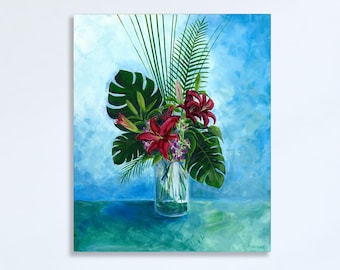 Impression d'art Lys tropicaux rouges