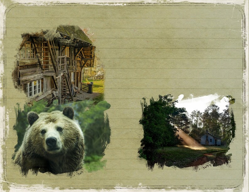 ephemera scrapbooking pages Hideaway Cabin PRINTED junk journal kit collage