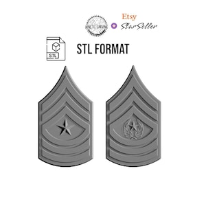 Sergeant Major / Command Sergeant Major (CSM) E-9 Rank STL File for Woodworking, 3-D Printing