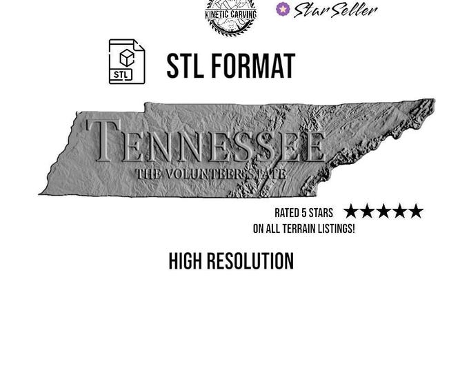 Tennessee Terrain STL File – 3D Topographic Map for CNC, 3D Printing, or 3D Lasering