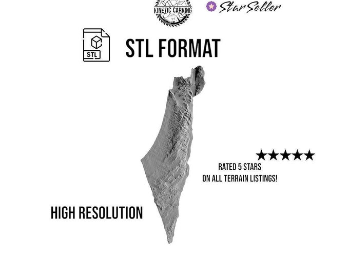 Israel Terrain STL File – 3D Topographic Map for CNC, 3D Printing, or 3D Lasering