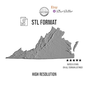 3D STL Model of Virginia, USA for 3D Printing, CNC Woodworking