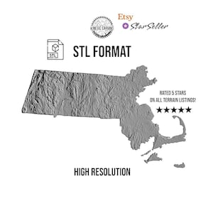 3D Massachusetts STL Model for CNC & 3D Printing Digital Download