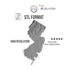 Modèle 3D STL du New Jersey, États-Unis pour impression 3D, travail du bois CNC