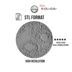Modèle 3D STL de la lune (terrain lunaire) pour impression 3D, travail du bois CNC