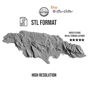 Modèle 3D STL de la Jamaïque pour impression 3D, travail du bois CNC