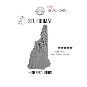 Modèle 3D STL du New Hampshire, États-Unis pour impression 3D, travail du bois CNC