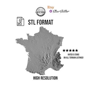 Modèle 3D STL de la France pour impression 3D, travail du bois CNC