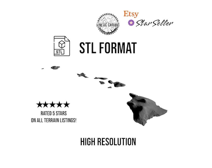Hawaii STL File – 3D Topographic Map for CNC, 3D Printing, or 3D Lasering
