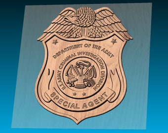 3D STL U.S. Army CID Badge for 3D Printing, CNC Woodworking