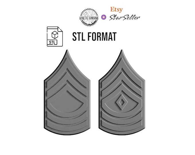 Master Sergeant / First Sergeant E-8 Ranks STL File for Woodworking, 3-D Printing
