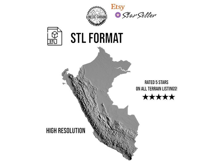 Peru Terrain STL File – 3D Topographic Map for CNC, 3D Printing, or 3D Lasering