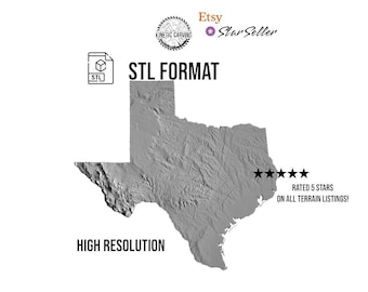 Texas USA 3D STL Model for CNC and 3D Printing (Digital Download)