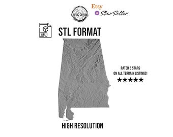 Alabama 3D STL | 3D CNC Carving File, Wood Relief Art, 3D Printing Ready