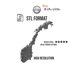Norway Terrain STL File: 3D Topographic Map (Digital File Only)