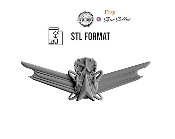 U.S. Military Space Operations Badge (Master) STL for 3D Printing, CNC Woodworking