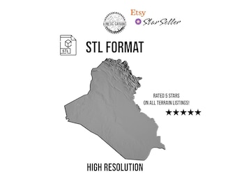 Iraq 3D Model STL File for CNC & 3D Printing (Digital Download)