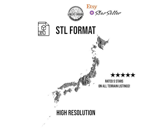 Japan STL File – 3D Topographic Map for CNC, 3D Printing, or 3D Lasering