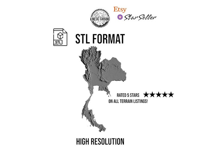 Thailand Terrain File – 3D Topographic Map for CNC, 3D Printing, or 3D Lasering
