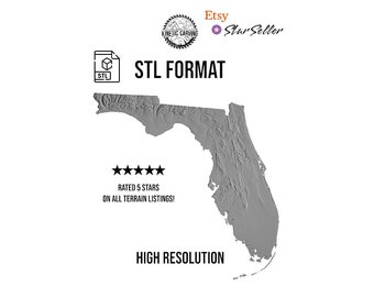 Florida Topographic Map STL File: 3D Terrain Model (Digital Download)