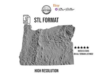 Oregon Terrain STL File: 3D Topographic Map (Digital Download)