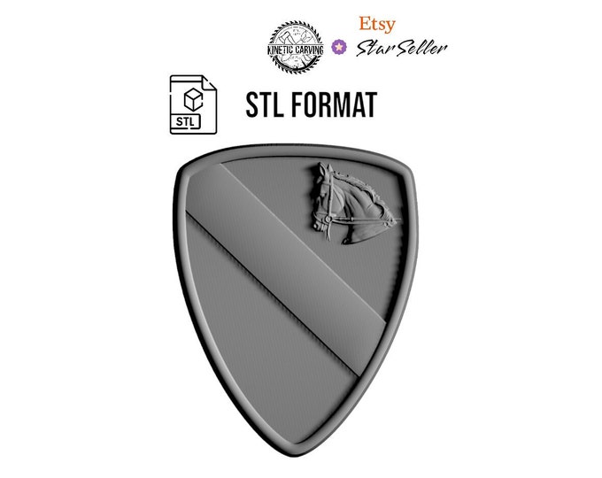1st Cavalry Division STL Patch for 3D Printing, CNC Woodworking