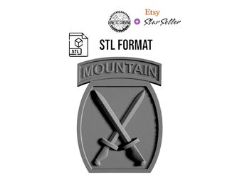 10th Mountain Division STL | 3D Relief Patch File for CNC, Resin Print, or Laser Engraving