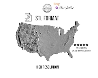 Continental United States STL File – 3D Topographic Map for CNC, 3D Printing, or 3D Lasering