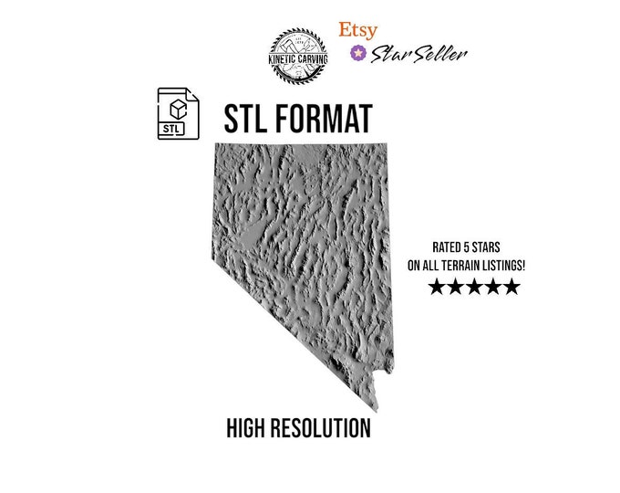 Nevada Terrain STL File – 3D Topographic Map for CNC, 3D Printing, or 3D Lasering