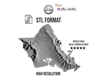 Oahu Hawaii 3D STL | 3D CNC Carving File, Wood Relief Art, 3D Printing Ready
