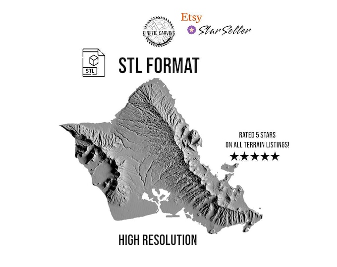 Oahu, Hawaii STL File – 3D Topographic Map for CNC, 3D Printing, or 3D Lasering