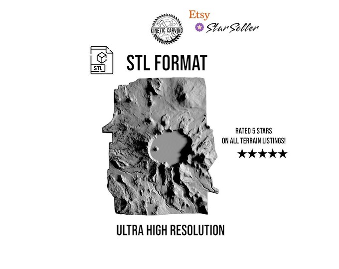 Crater Lake National Park Terrain STL File – 3D Topographic Map for CNC, 3D Printing, or 3D Lasering