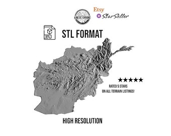 Afghanistan Terrain STL File: 3D Topographic Map (Digital Download)