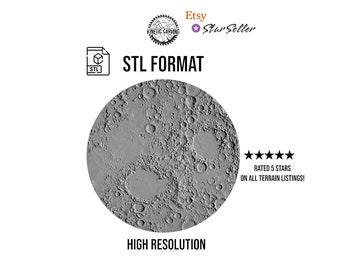 The Moon Lunar Terrain STL File – 3D Topographic Map for CNC, 3D Printing, or 3D Lasering