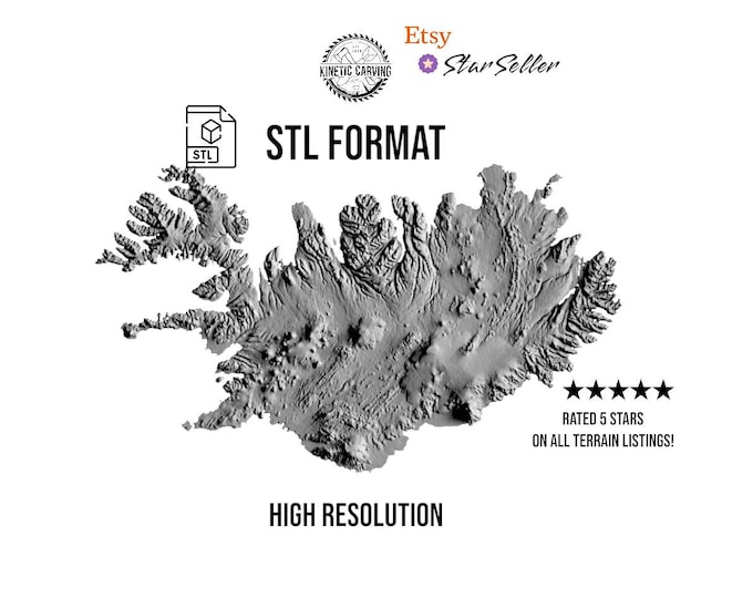 Iceland Terrain File – 3D Topographic Map for CNC, 3D Printing, or 3D Lasering
