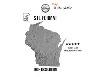 Wisconsin Terrain File – 3D Topographic Map for CNC, 3D Printing, or 3D Lasering