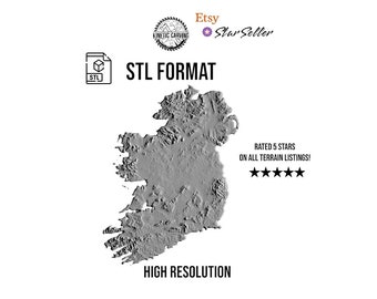 Ireland 3D Topographic Map STL File: CNC & 3D Printing Model for Geographic Enthusiasts