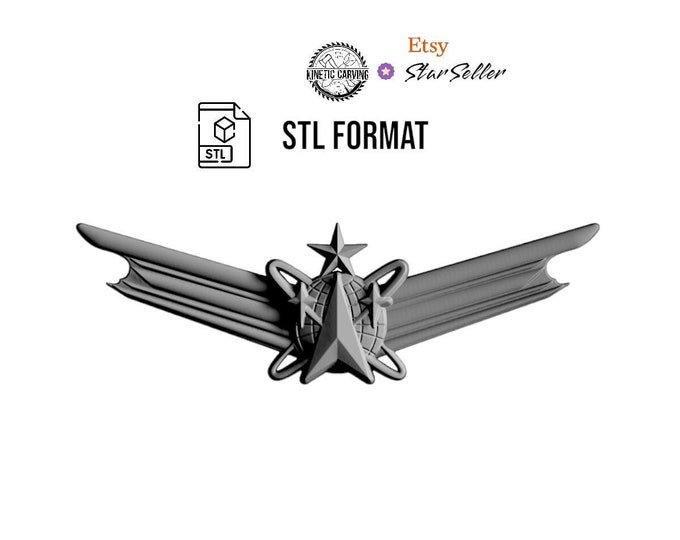 U.S. Military Space Operations Badge (Senior) STL for 3D Printing, CNC Woodworking