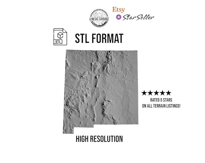 New Mexico Terrain STL File – 3D Topographic Map for CNC, 3D Printing, or 3D Lasering
