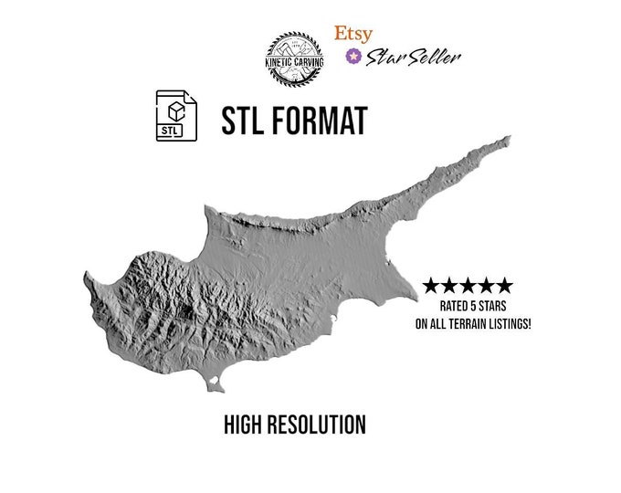 Cyprus STL File – 3D Topographic Map for CNC, 3D Printing, or 3D Lasering