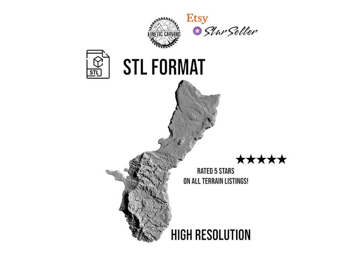 Guam Terrain STL File – 3D Topographic Map for CNC, 3D Printing, or 3D Lasering