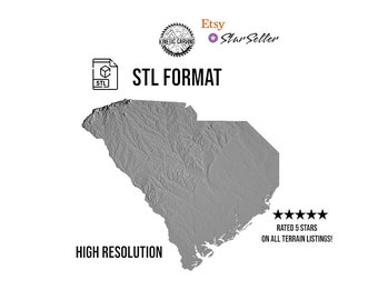 South Carolina 3D Model STL File: CNC Woodworking, 3D Printing (Digital Download)