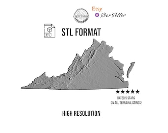 Virginia USA 3D Topographic STL Model (Digital Download)