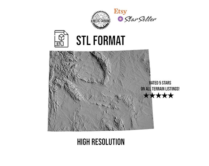 Wyoming Terrain File – 3D Topographic Map for CNC, 3D Printing, or 3D Lasering