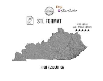 Kentucky Terrain STL File: 3D Topographic Map for CNC/3D Printing