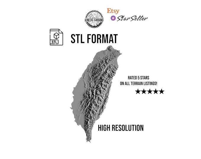 Taiwan STL File – 3D Topographic Map for CNC, 3D Printing, or 3D Lasering
