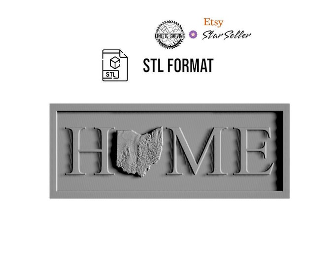 Ohio Topography HOME Design STL for 3D Printing, CNC Woodworking