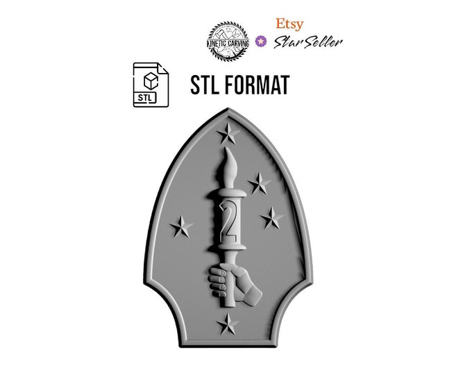 United States Military 2nd Division STL File for 3D Printing, CNC Woodworking