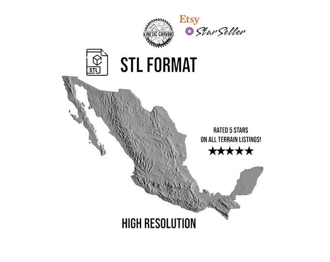 Mexico Terrain STL File – 3D Topographic Map for CNC, 3D Printing, or 3D Lasering